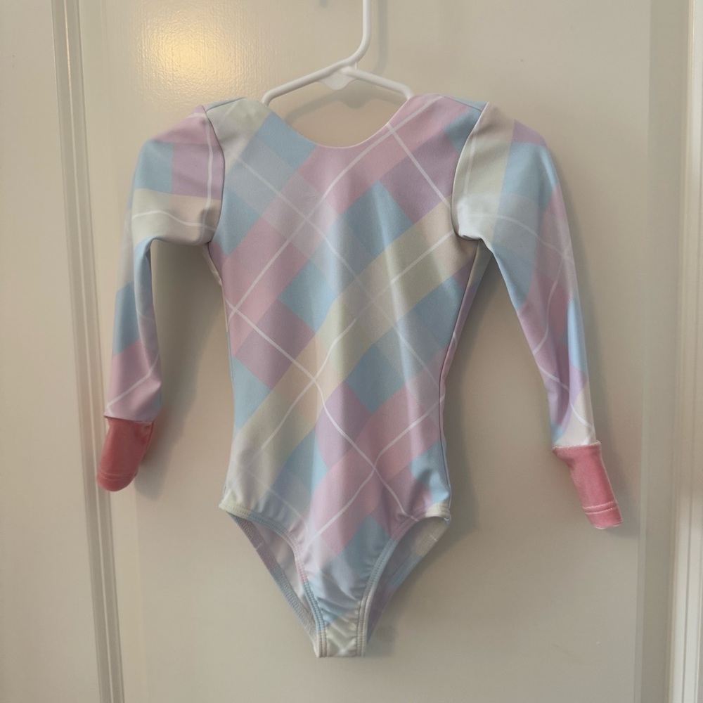 Pastel Plaid Kids Swim One Piece
